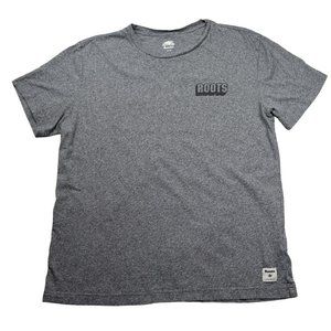 Roots Canada T-shirt Size Medium Gray Salt Pepper Beaver Logo Short Sleeve